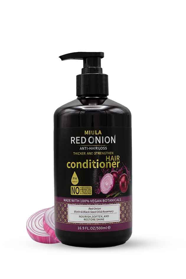 Miula Red Onion Hair Conditioner – 500 ml | Anti-Hair Loss & Strengthening Formula with Biotin & Black Seed Oil