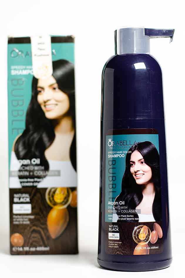 Orabella Bubble Speedy Hair Color Shampoo Natural Black with Argan Oil Keratin and Collagen