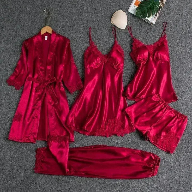 Mudassir Cosmetics | 5 Piece Royal Bridal Silk Night Gown set