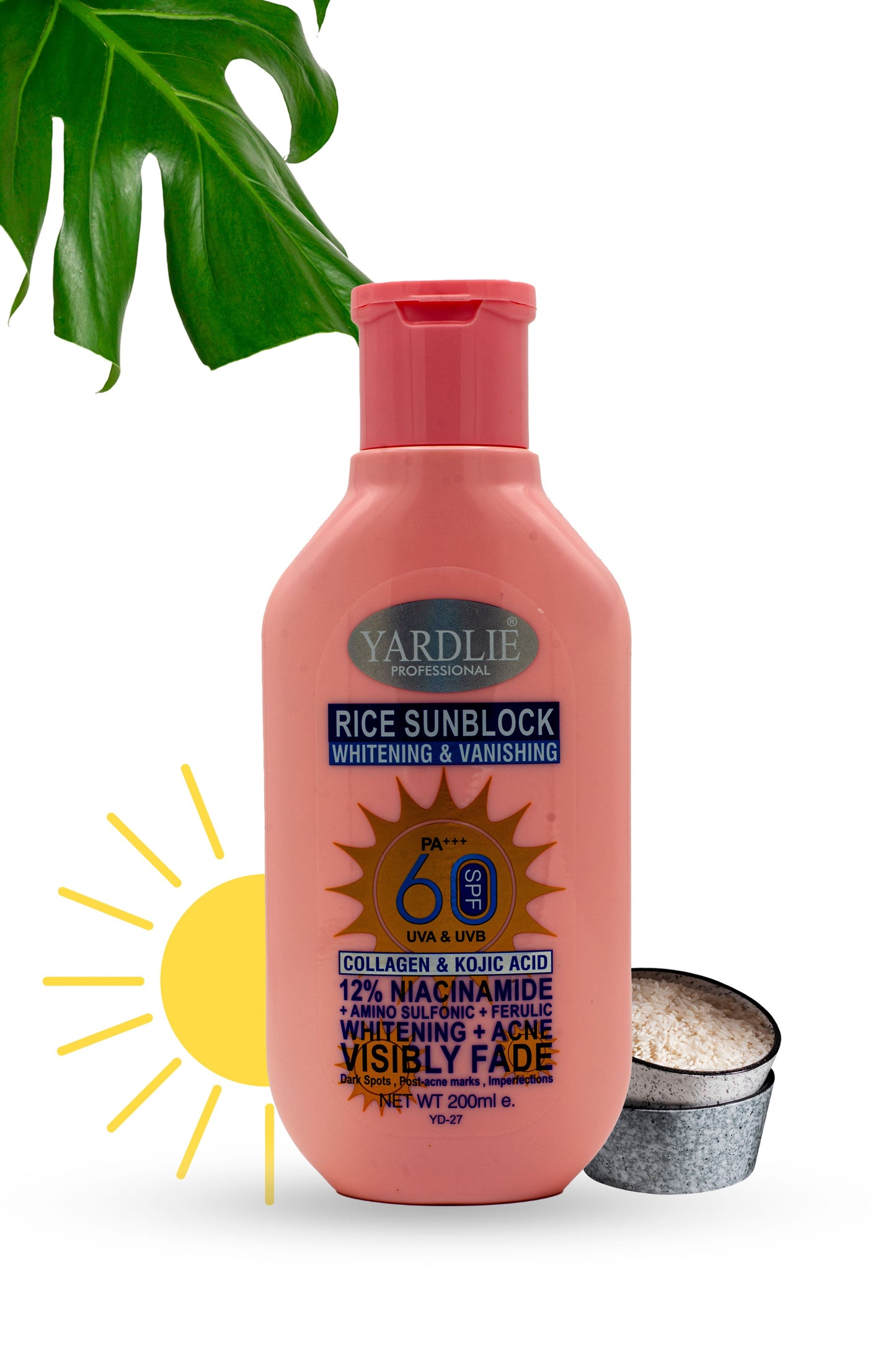 Sunblock | Rice | 12% Niacinamide | UK Based Formula | Yardlie Professional | 200ml