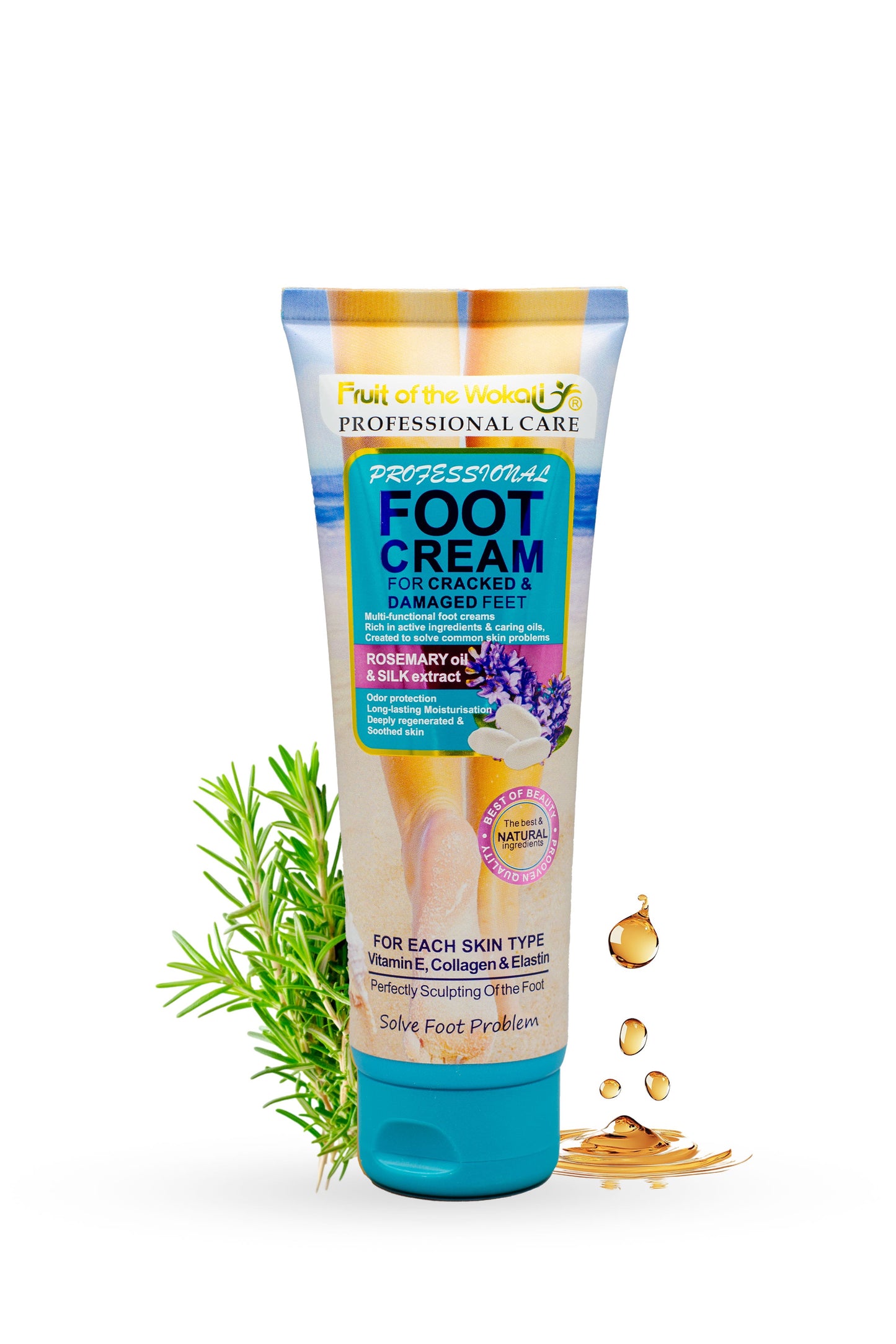 Professional Foot Cream | Rosemary Oil & Silk Extract | Wokali | 130ml |
