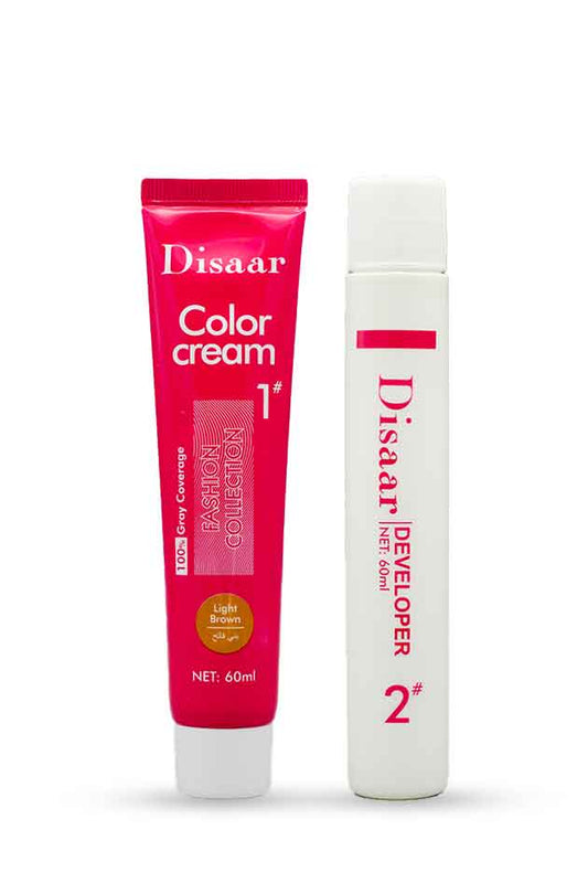 Disaar Light Brown Hair Color Cream – Natural Look, 100% Gray Coverage & Long-Lasting Shine