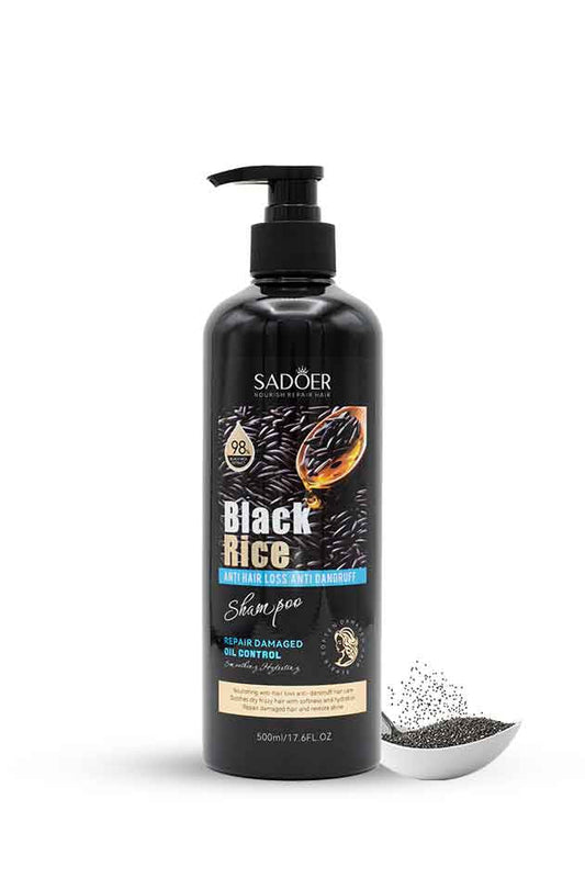 Sadoer Black Rice Shampoo – 500 ml | Anti-Hair Loss & Anti-Dandruff Formula for Strong, Healthy Hair