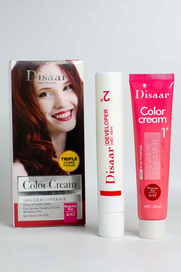 Disaar Hair Color Cream Burgundy Red 6/43 with Developer Last Piece