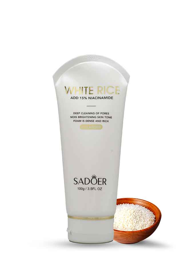 Sadoer White Rice Cleanser 100g – Brightening & Deep Pore Cleansing Face Wash with Niacinamide