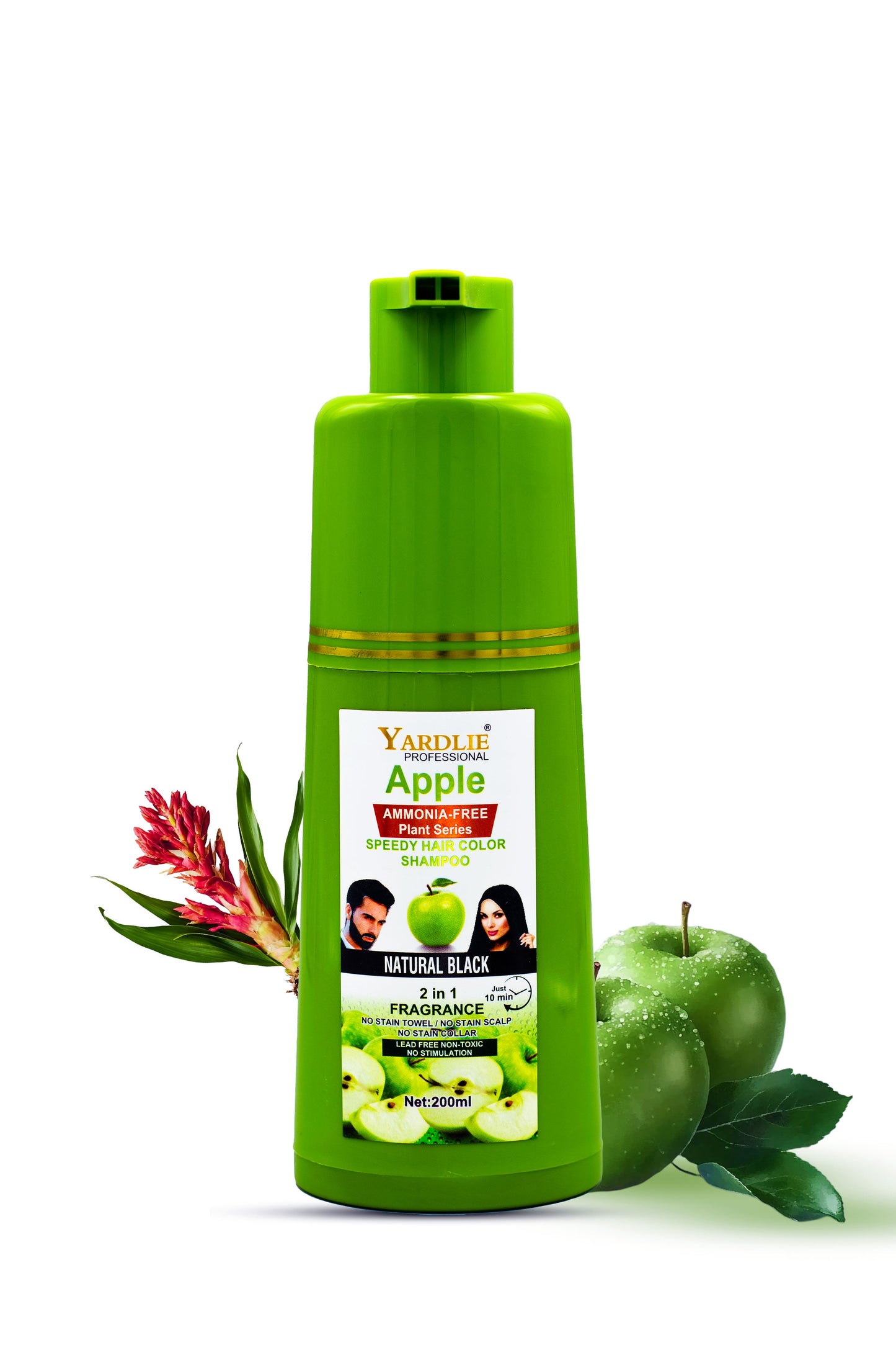 Apple Hair Color Shampoo | Natural Black | Yardlie | 200ml