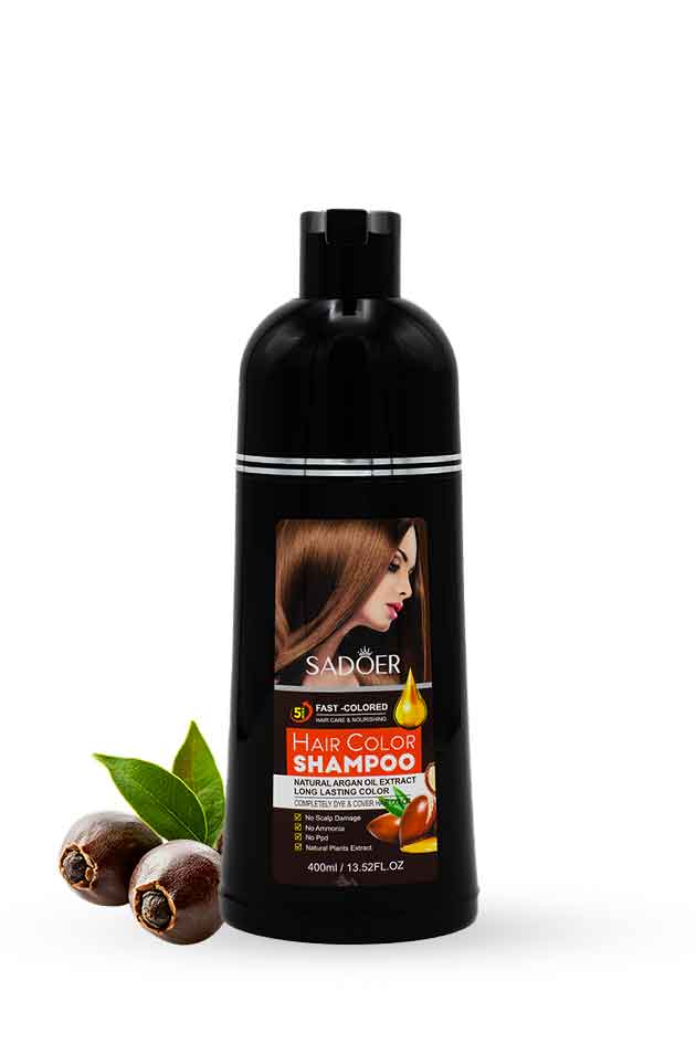 Sadoer Chestnut Brown Argan Hair Shampoo Covers Grays | Nourishes Hair Naturally | 400ML