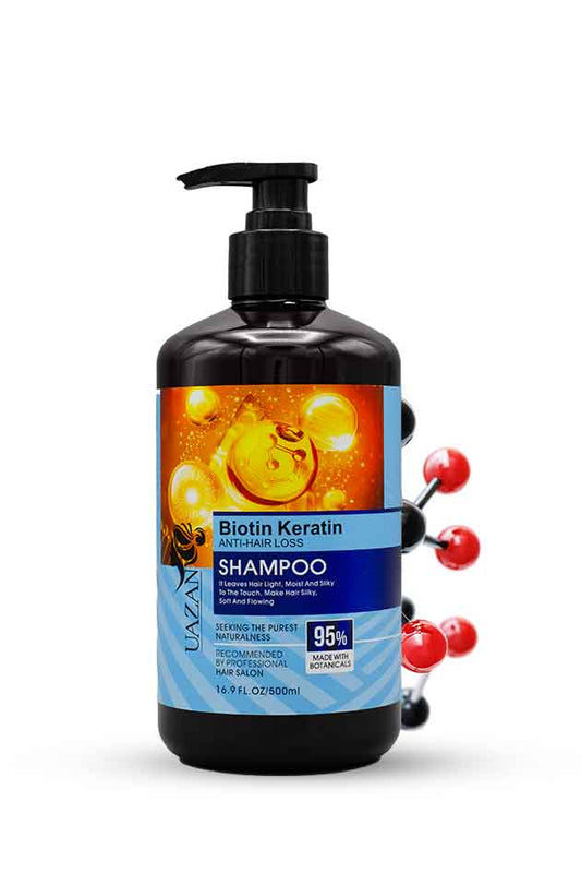 UAZAN Biotin Keratin Shampoo – 500 ml | Anti-Hair Loss & Strengthening Formula for Smooth, Silky Hair