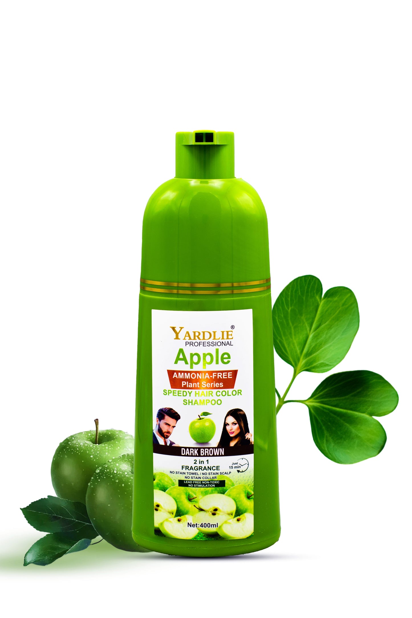 Yardlie Apple Hair Color Shampoo Dark Brown – Instant Hair Dye in Pakistan | 400ml