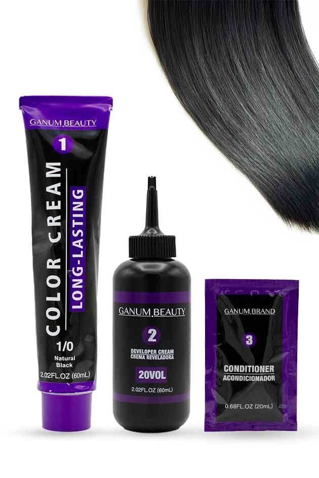 Ganum Beauty Natural Black Hair Color Cream – Timeless Shine & Full Grey Coverage