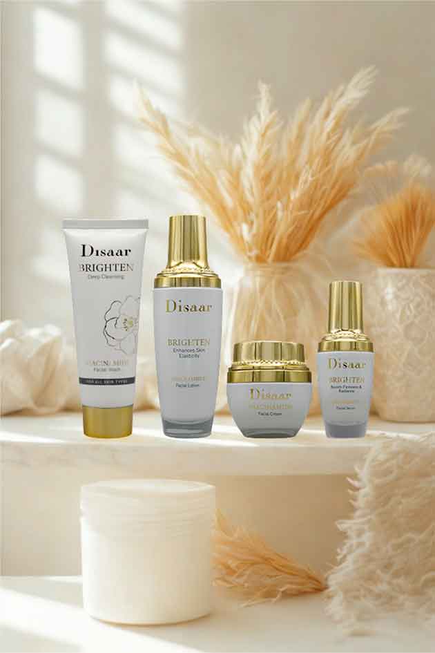 Disaar Niacinamide Brighten 4-in-1 Skincare Kit – Deep Cleansing, Moisturizing & Glowing Skin Set