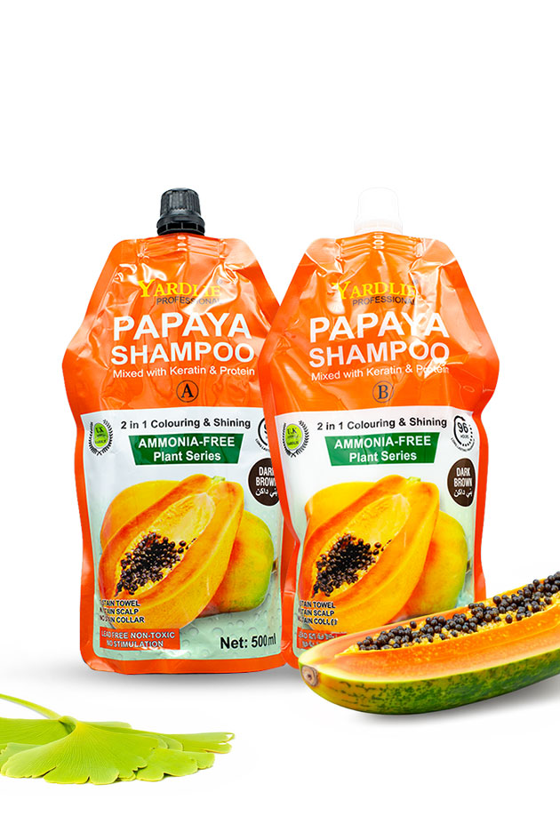 Yardlie Papaya Hair Colour Shampoo Dark Brown Ammonia Free (500ml x 2) Pack