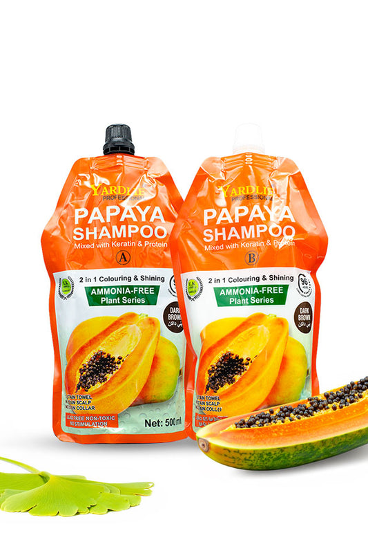 Yardlie Papaya Hair Colour Shampoo Dark Brown Ammonia Free (500ml x 2) Pack