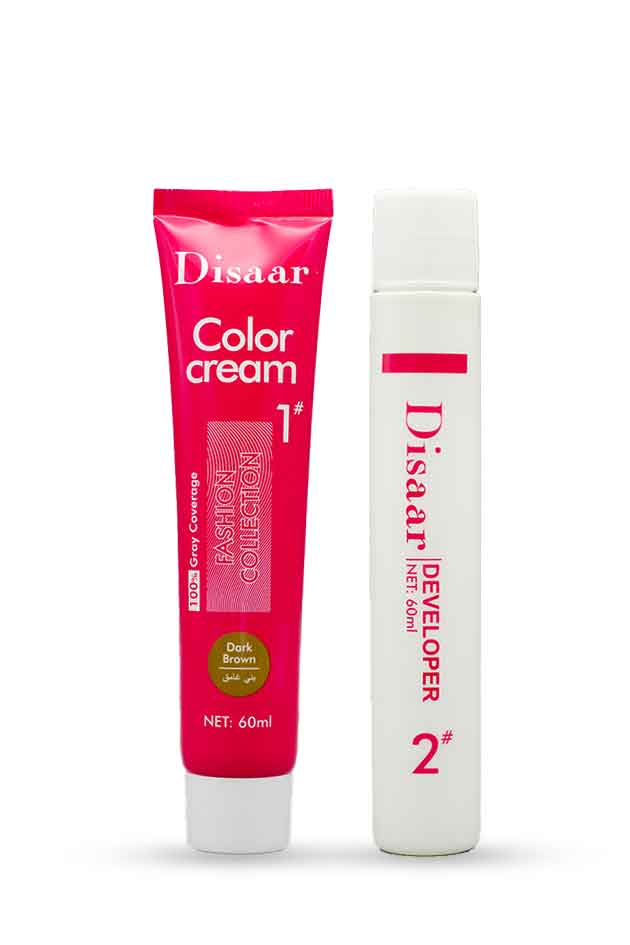 Disaar Hair Health Color Cream – 100% Gray Coverage Hair Dye – Dark Brown | 60ml X 2