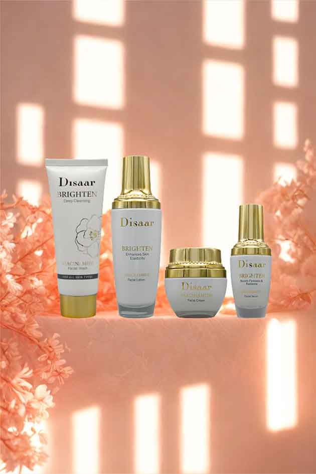 Disaar Niacinamide Brighten 4-in-1 Skincare Kit – Deep Cleansing, Moisturizing & Glowing Skin Set