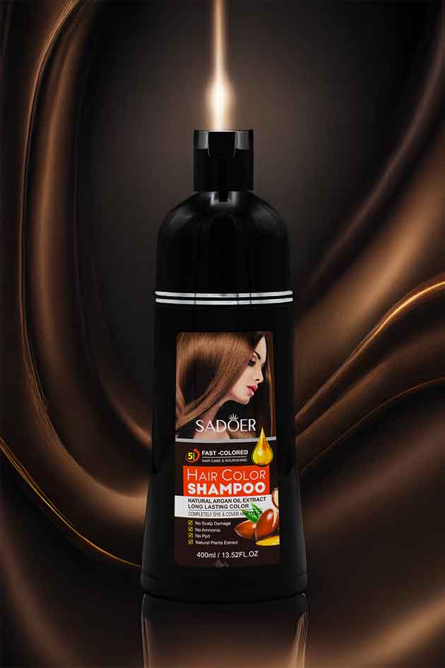 Sadoer Chestnut Brown Argan Hair Shampoo Covers Grays | Nourishes Hair Naturally | 400ML