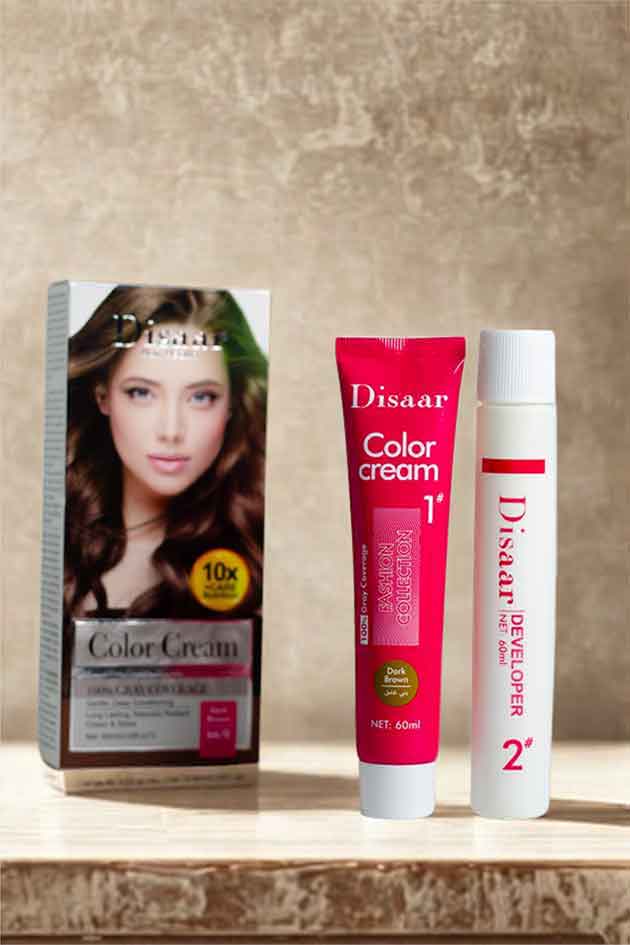 Disaar Hair Health Color Cream – 100% Gray Coverage Hair Dye – Dark Brown | 60ml X 2