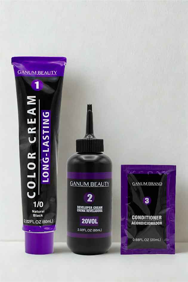 Ganum Beauty Natural Black Hair Color Cream – Timeless Shine & Full Grey Coverage