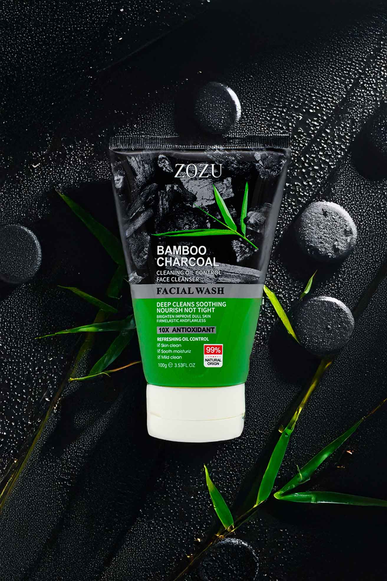 ZOZU Bamboo Charcoal Face Cleanser | Deep Clean & Oil Control | 100g