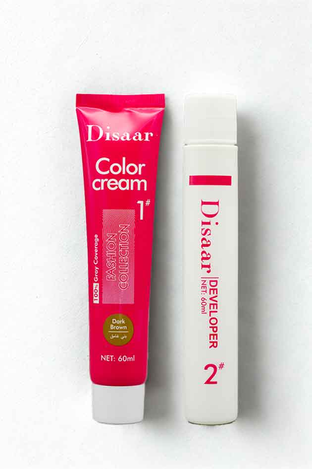 Disaar Hair Health Color Cream – 100% Gray Coverage Hair Dye – Dark Brown | 60ml X 2