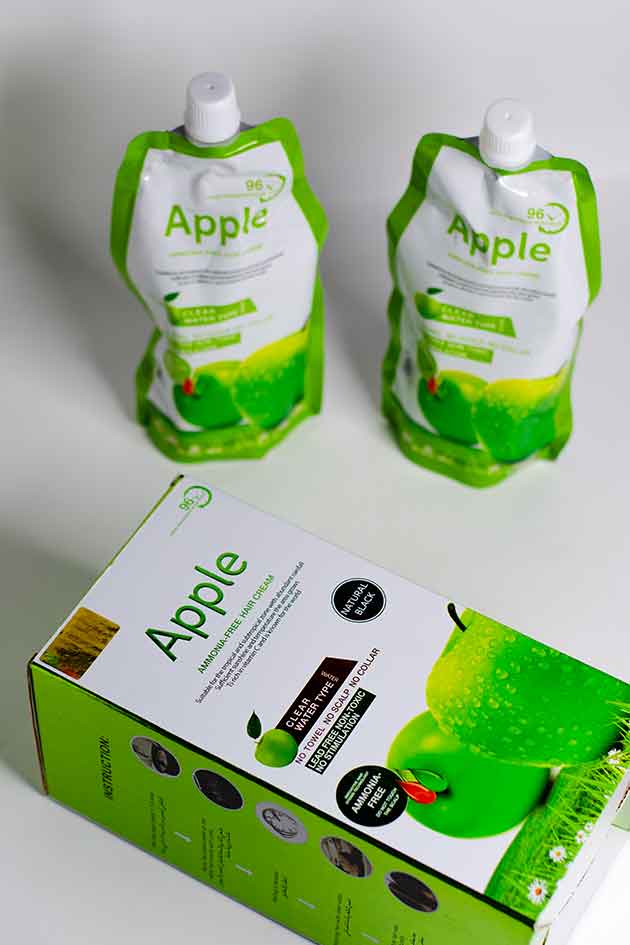 Apple Hair Color Cream Natural Black Shade A and B Refill Pack 1000ml