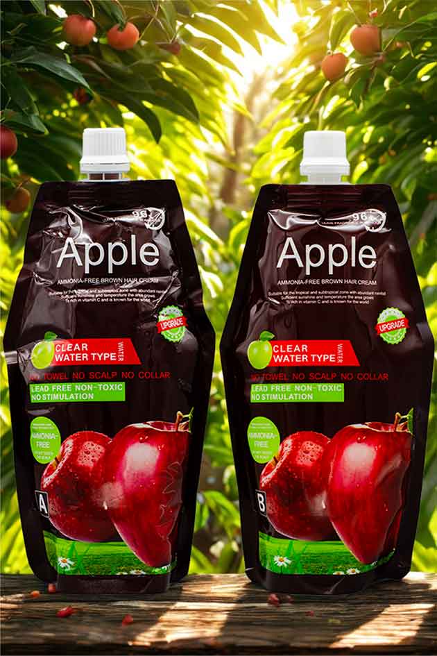 Apple Ammonia-Free Clear Water Hair Dye Cream – 1000ml Duo Pack | Dark Brown