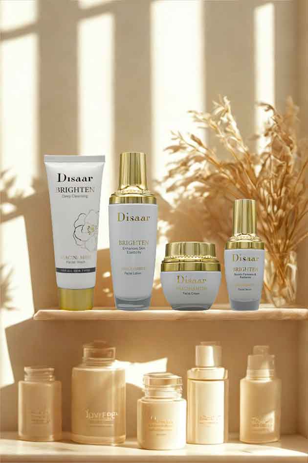 Disaar Niacinamide Brighten 4-in-1 Skincare Kit – Deep Cleansing, Moisturizing & Glowing Skin Set