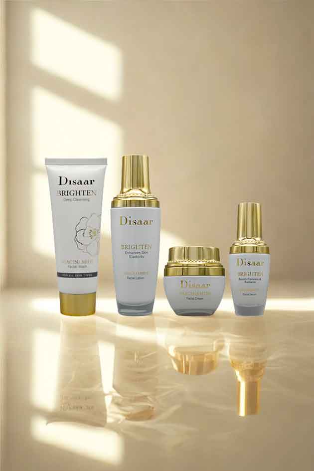 Disaar Niacinamide Brighten 4-in-1 Skincare Kit – Deep Cleansing, Moisturizing & Glowing Skin Set