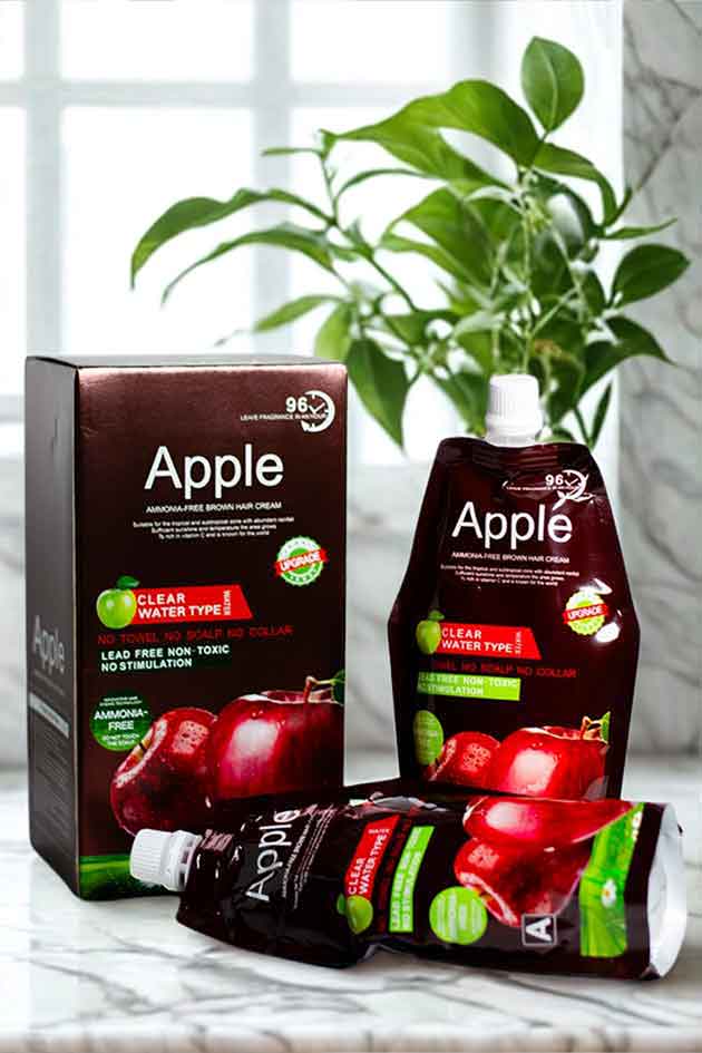 Apple Ammonia-Free Clear Water Hair Dye Cream – 1000ml Duo Pack | Dark Brown