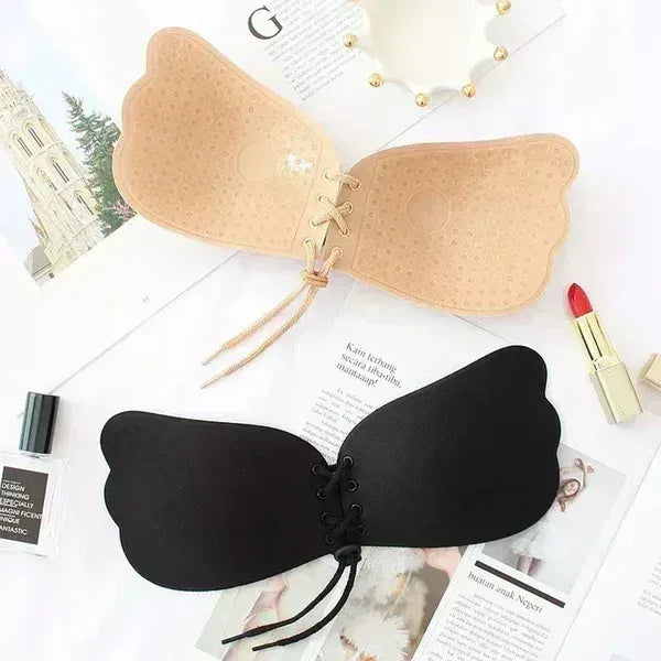 Mudassir Cosmetics Butterfly Strapless Bra | Silicon Self Sticky Invisible Bra with Drawstring for Women