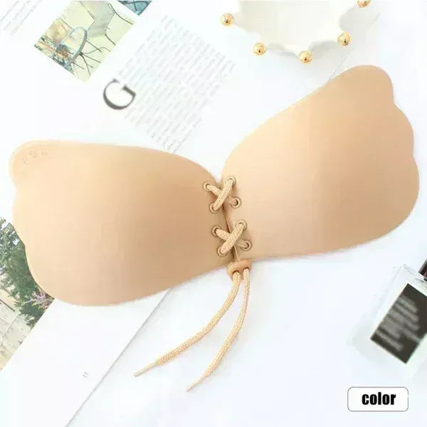 Mudassir Cosmetics Butterfly Strapless Bra | Silicon Self Sticky Invisible Bra with Drawstring for Women