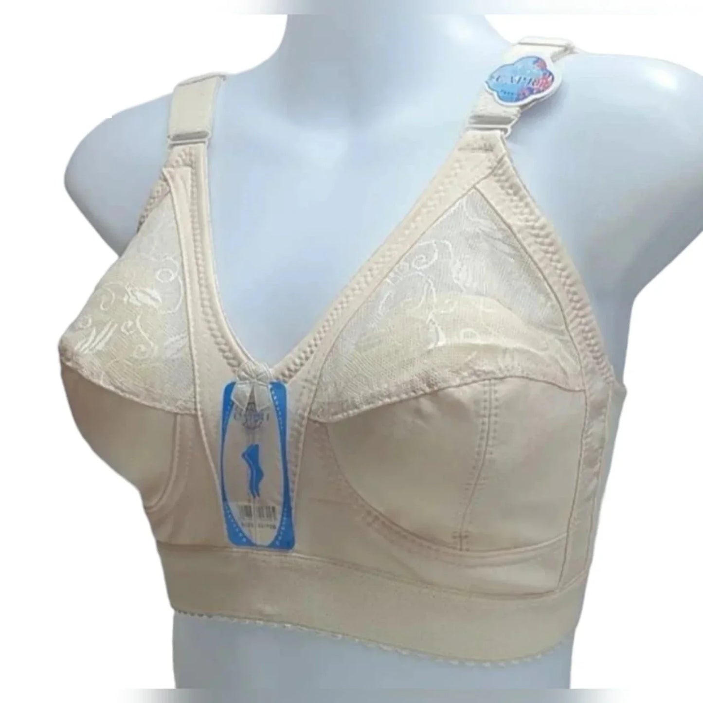 Mudassir Cosmetics | Orignal Irani Capri Full Coverage Cotton Bra – Wide Straps, Soft & Breathable, Best for Heavy & Saggy Breasts, Non-Padded with Net Patch