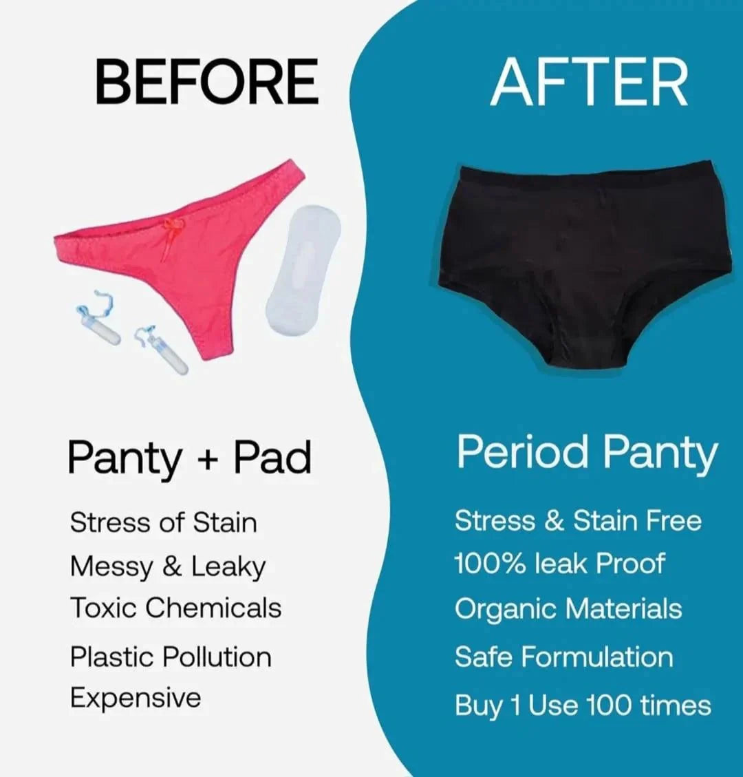 Mudassir cosmetics | 4 Layered Leak Proof Period Panty for Heavy Flow