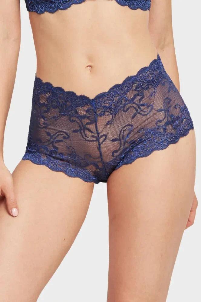 Mudassir Cosmetics | Floral Lace Net Cotton Mid-Waist Hipster Panties