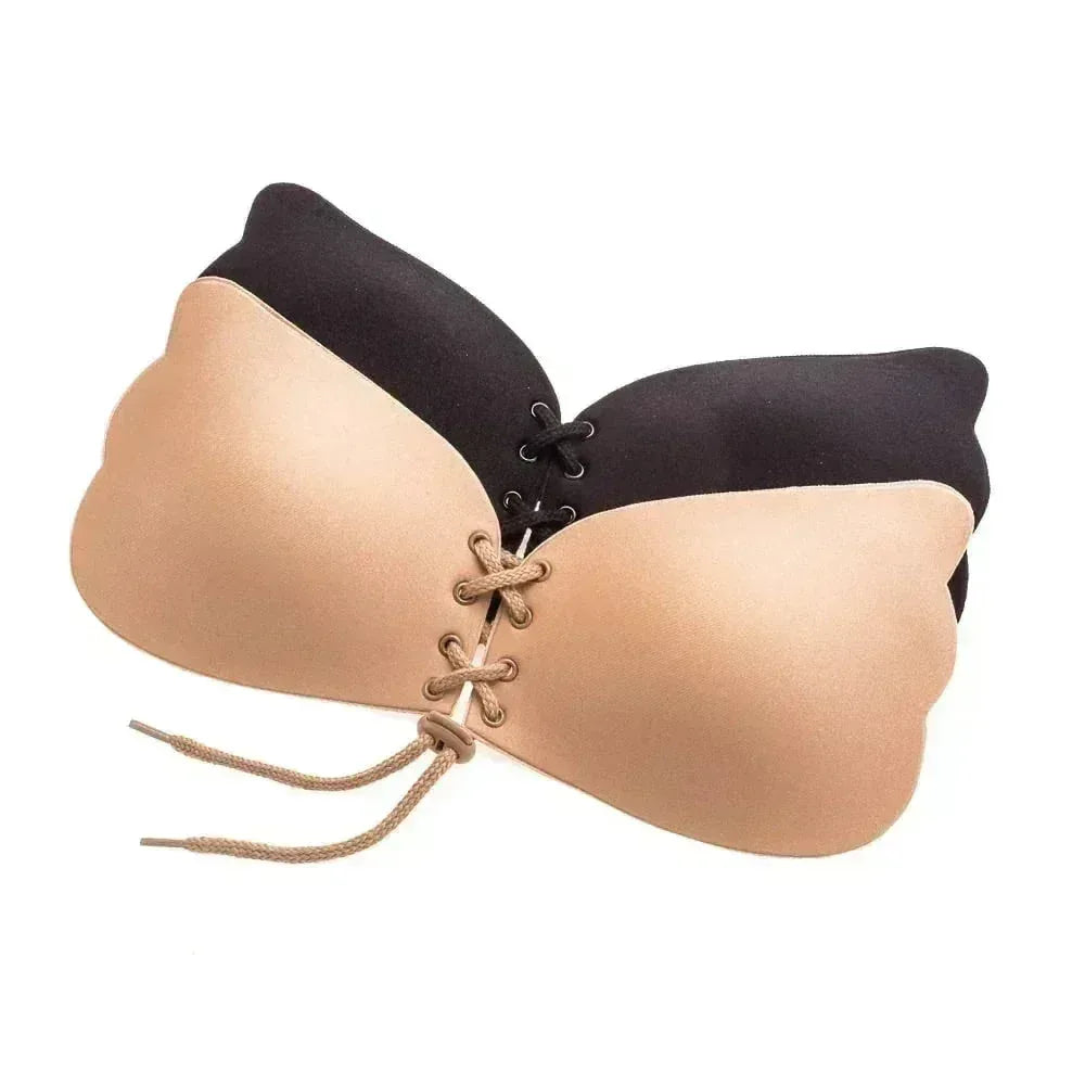 Mudassir Cosmetics Butterfly Strapless Bra | Silicon Self Sticky Invisible Bra with Drawstring for Women