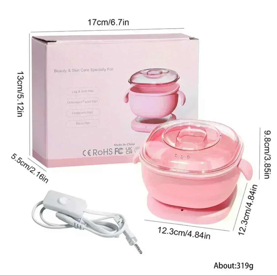 FawaQa | Portable Silicone Wax Bean Warmer, Hair Removal Wax Machine | With 100g Wax Bean Free