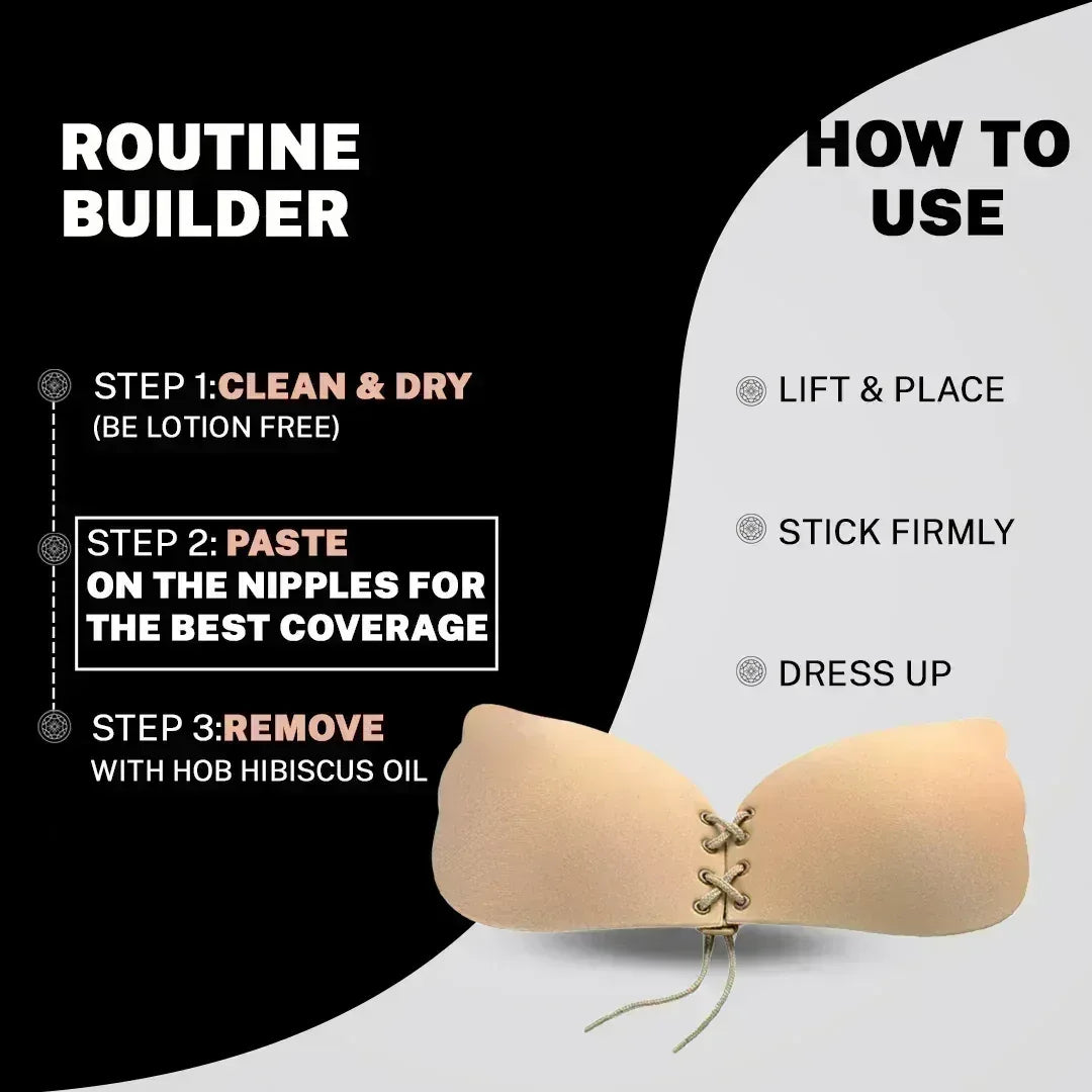 Mudassir Cosmetics Butterfly Strapless Bra | Silicon Self Sticky Invisible Bra with Drawstring for Women