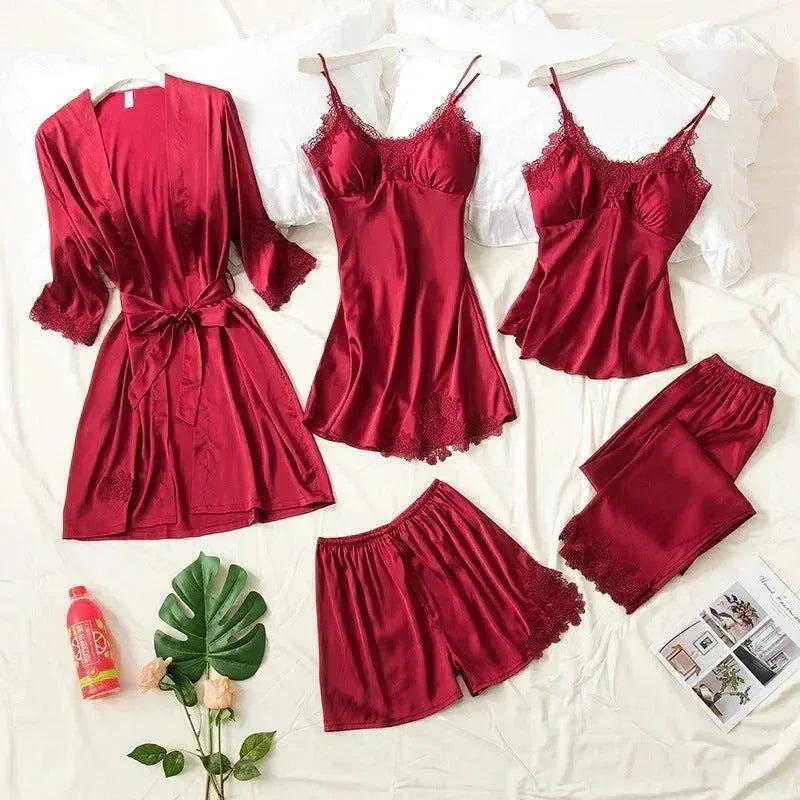 Mudassir Cosmetics | 5 Piece Royal Bridal Silk Night Gown set