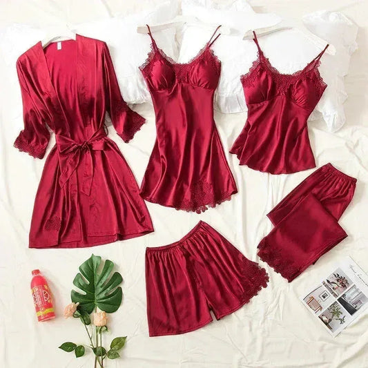 Mudassir Cosmetics | 5 Piece Royal Bridal Silk Night Gown set