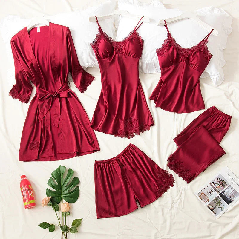 5 Piece Royal Bridal Silk  Nightgown set