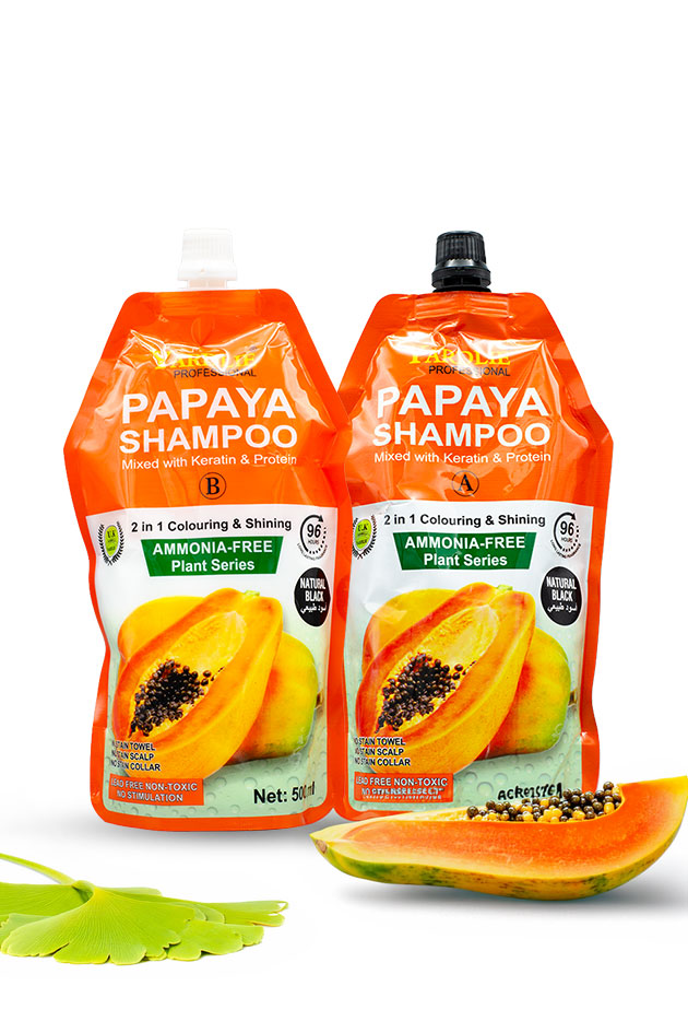 Yardlie Papaya Hair Colour Shampoo Natural Black Ammonia Free (500ml x 2) Pack