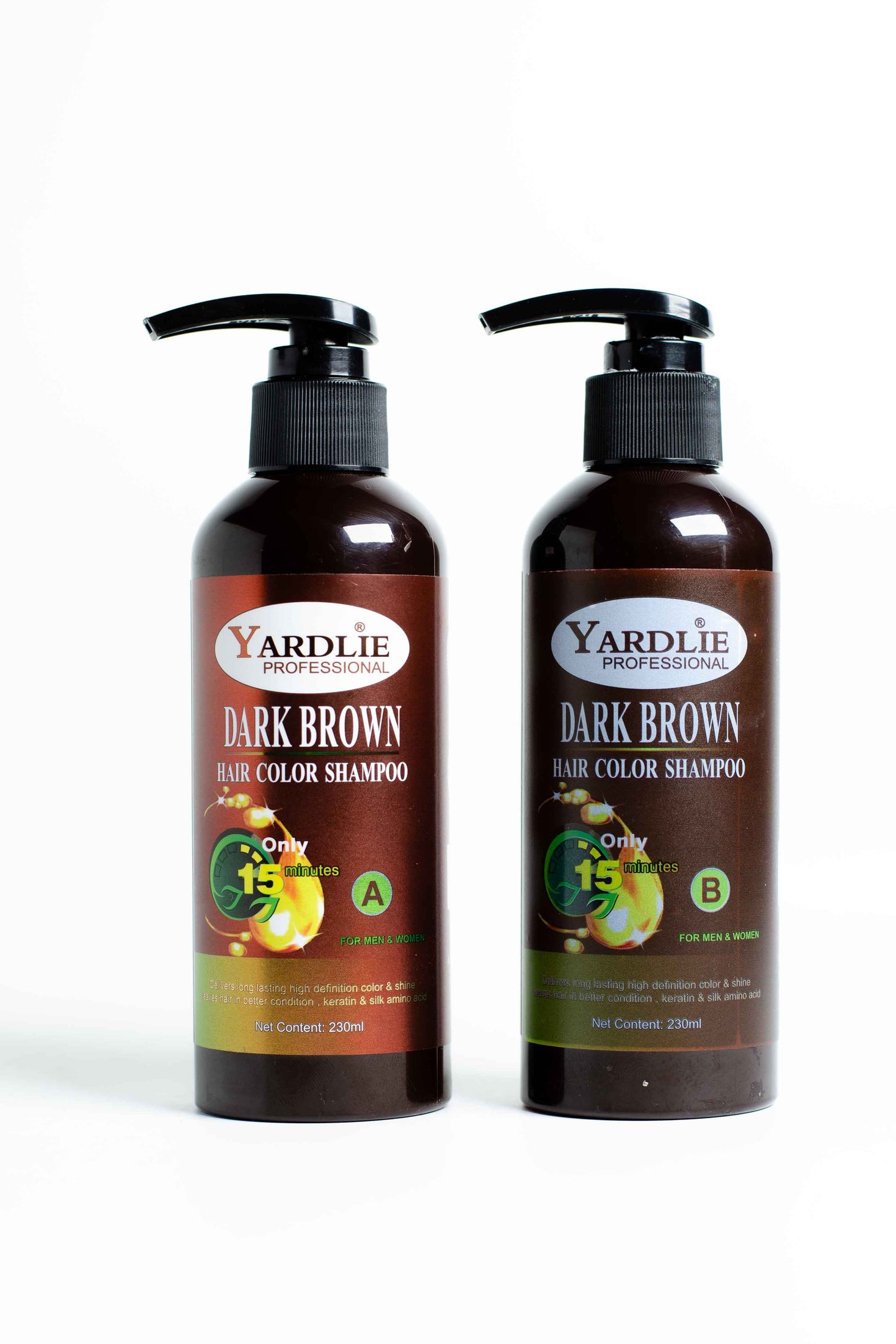 Yardlie Professional Dark Brown Hair Color Shampoo 230mlX2  No Box