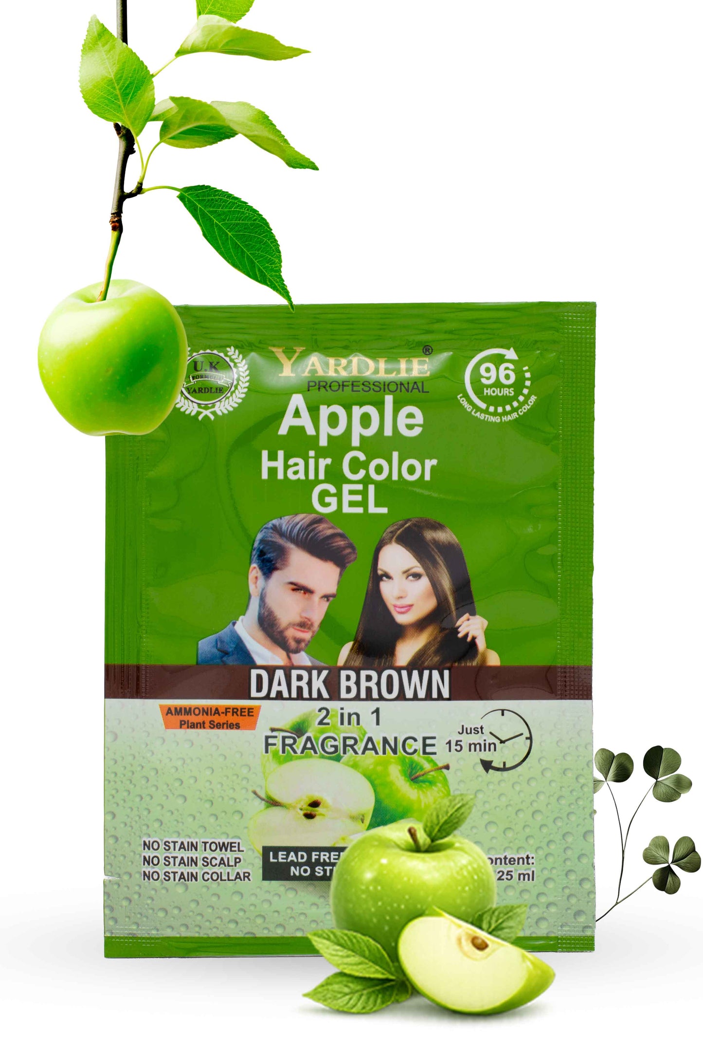Yardlie Professional Apple Hair Color Gel Dark Brown 25ml | Ammonia Free | 15 Minute Instant Hair Color