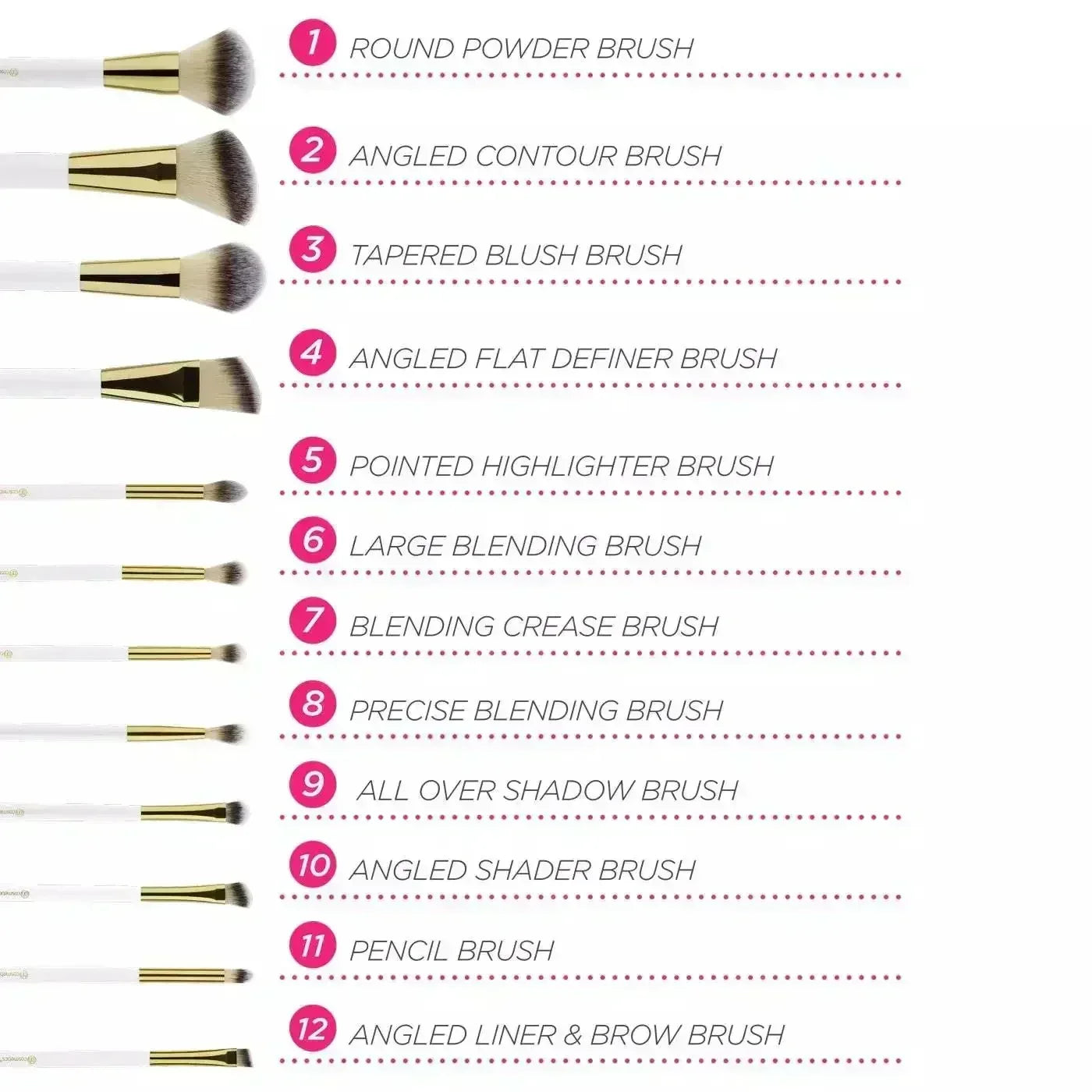 Mudassir Cosmetics | BH Cosmetics | Pink Studded Elegance 12 Piece Brush Set with a Brush Stand