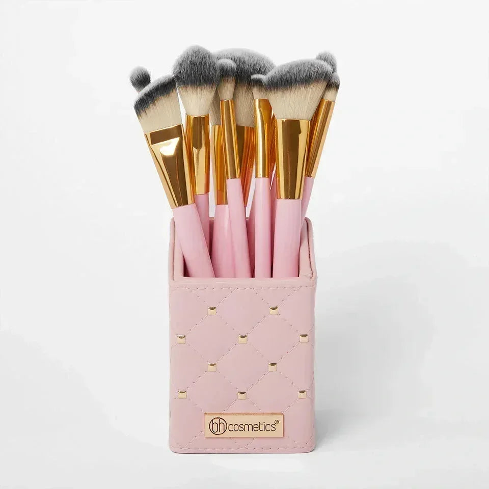 Mudassir Cosmetics | BH Cosmetics | Pink Studded Elegance 12 Piece Brush Set with a Brush Stand