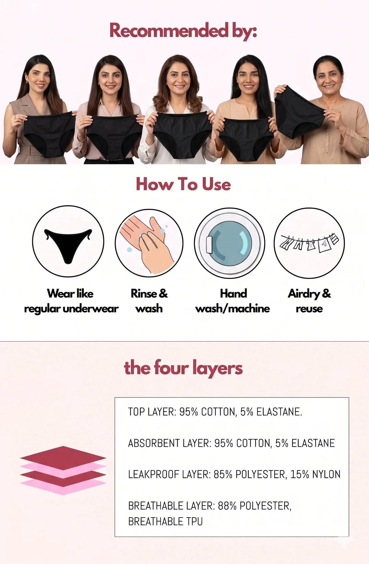 Mudassir cosmetics | 4 Layered Leak Proof Period Panty for Heavy Flow