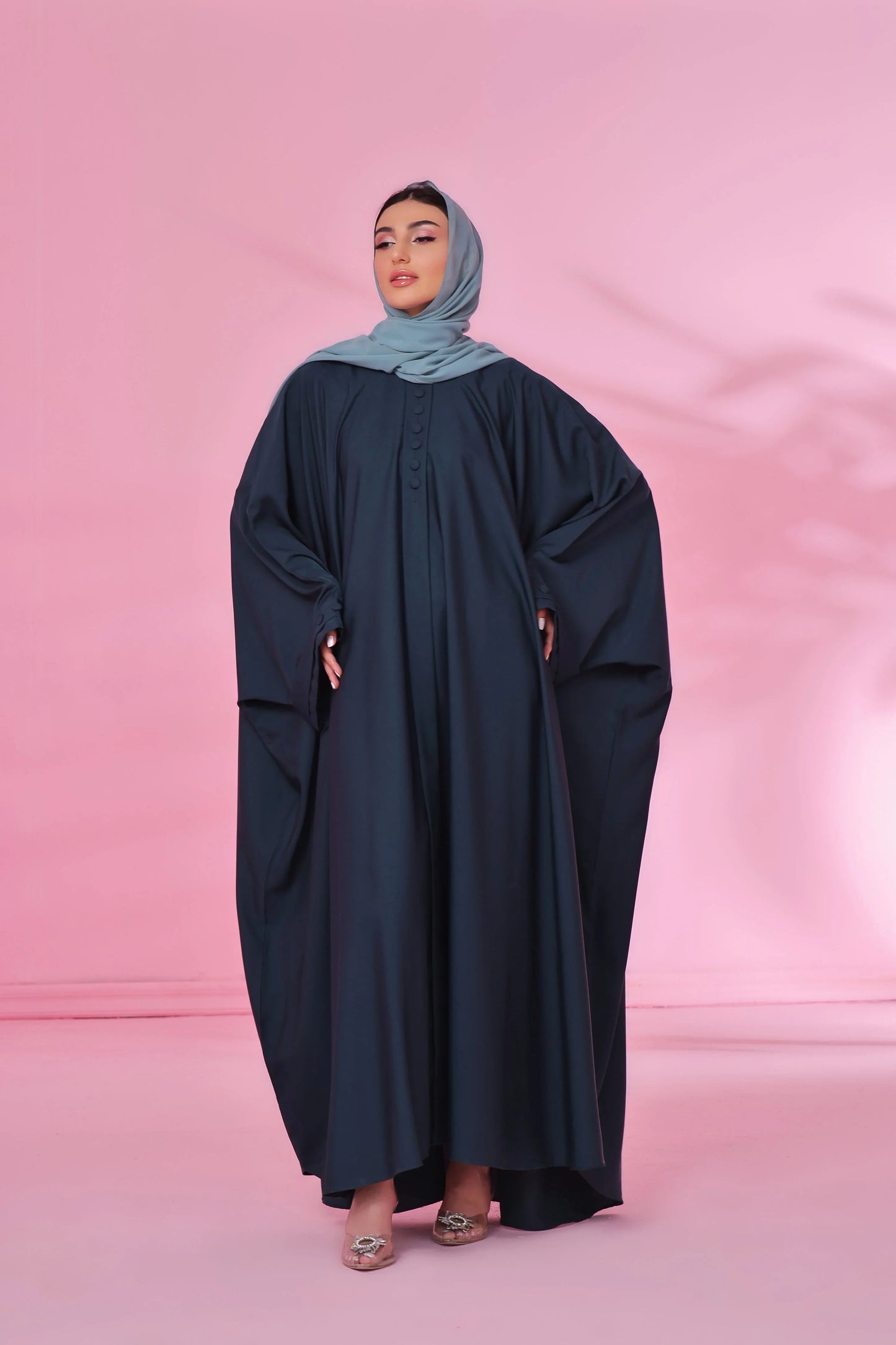 Flowy Farasha Cut Abaya - Deep Teal
