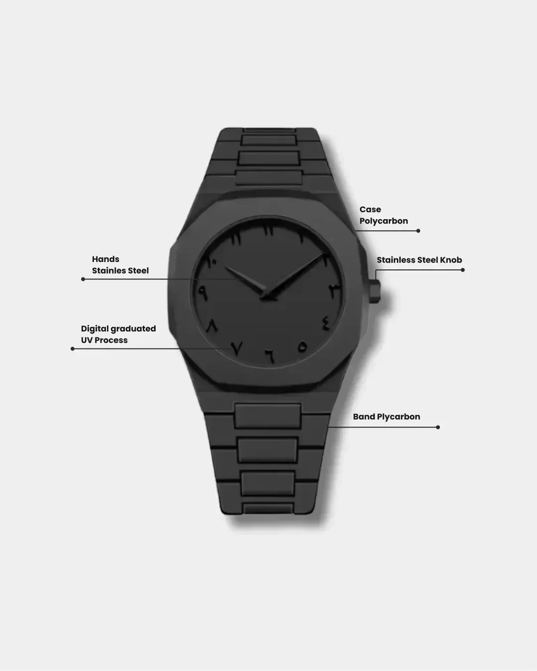 Mudassir Cosmetics | Black Arabic Aura Premium Wristwatch